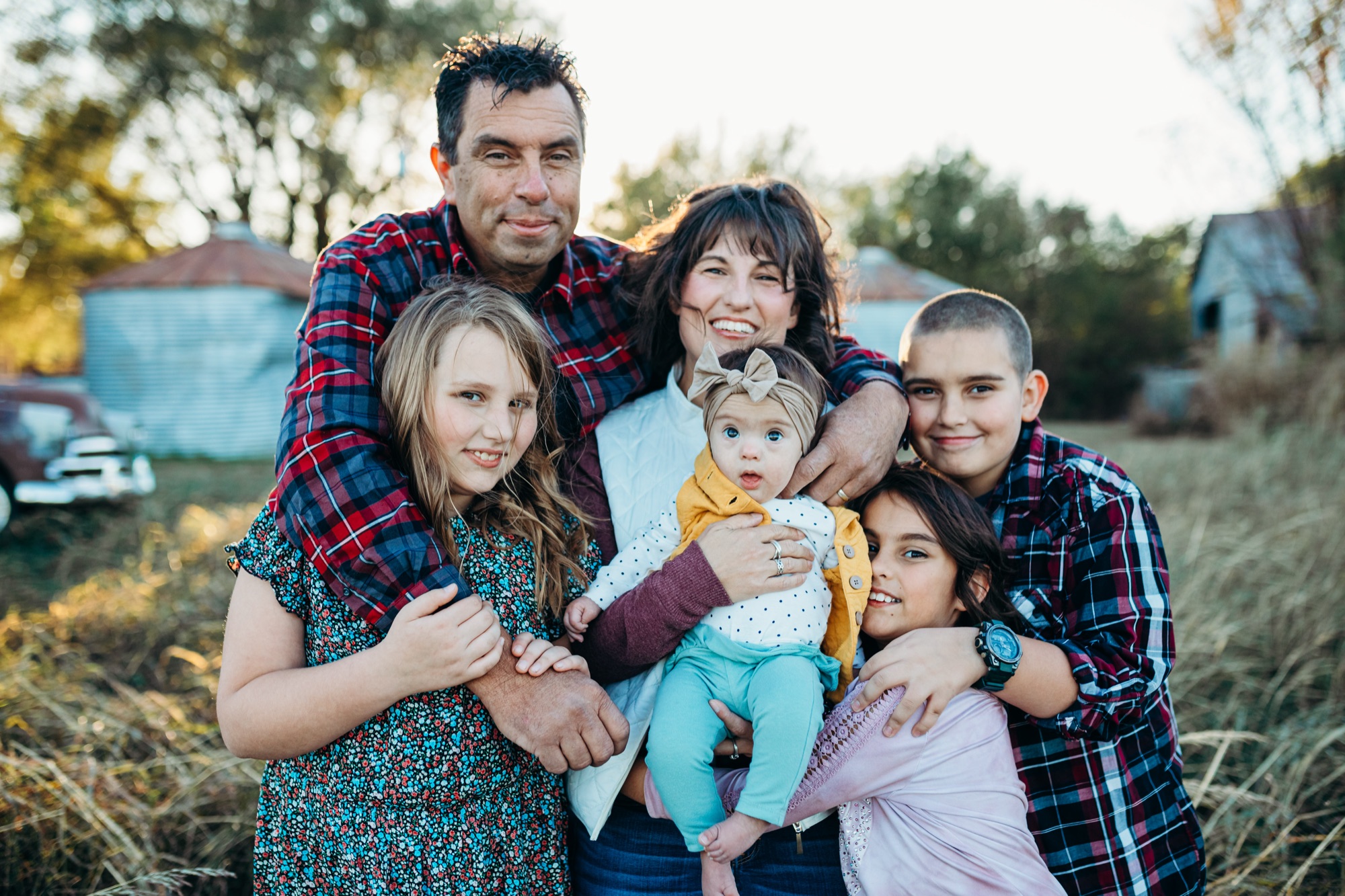 Family portrait at golden hour